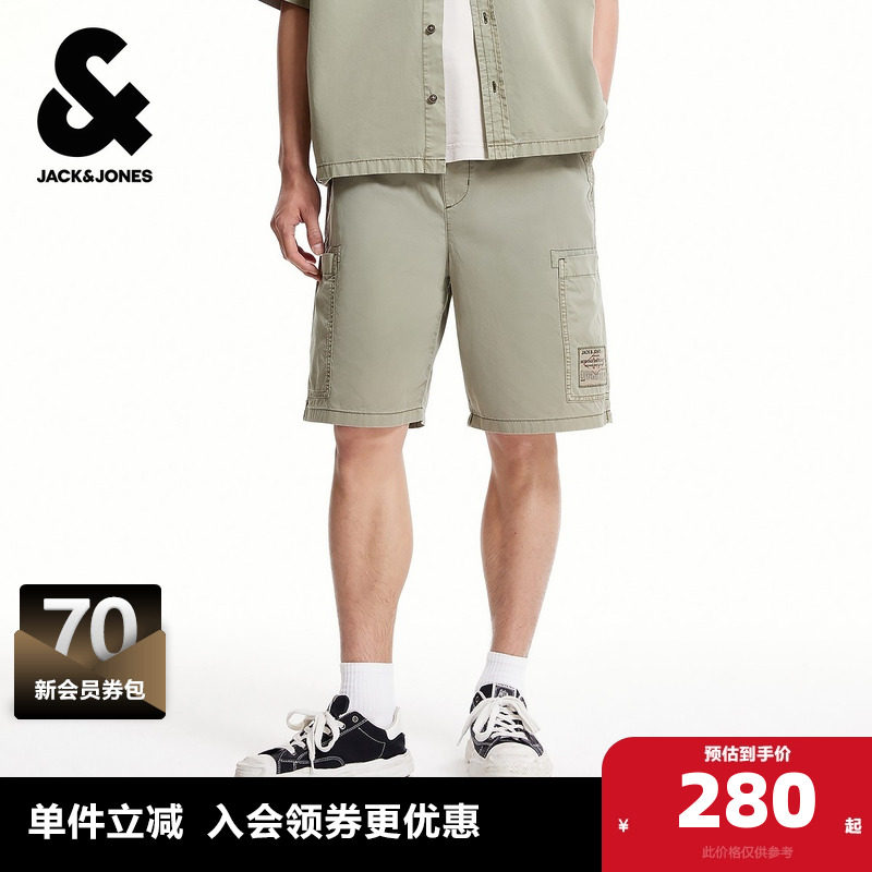 杰克琼斯奥特莱斯夏季男装牛仔短裤舒适潮时尚简约风高街纯棉裤子