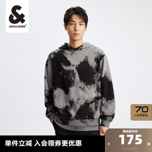 杰克琼斯outlets23秋冬简约户外帽扎染连帽卫衣宽松休闲上衣男装