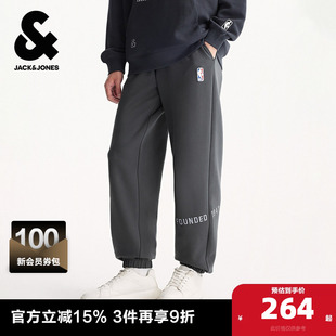 长裤 杰克琼斯男装 春秋季 略宽松束脚裤 NBA联名刺绣图案潮流酷 卫裤
