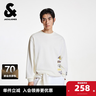 杰克琼斯秋季新款NBA联名湖人队潮流百搭舒适圆领长袖卫衣男款