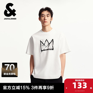 新款 T恤夏季 酷舒适宽松圆领男士 短袖 杰克琼斯BSQ联名款 男款 男装