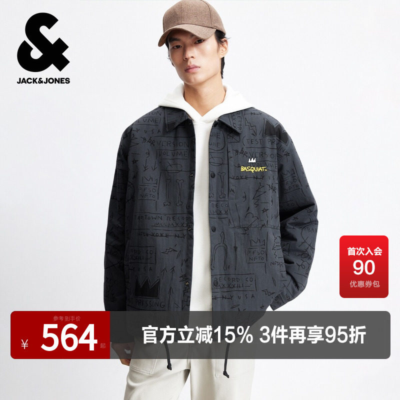杰克琼斯春秋季男装棉衣服宽松翻领常规BSQ联名刺绣时尚百搭潮