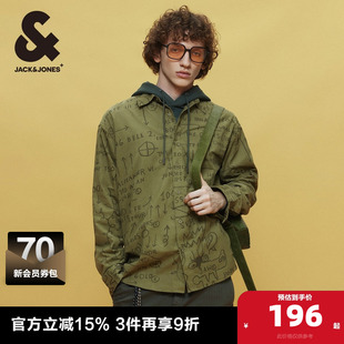 秋季 男装 灯芯绒肌理涂鸦纯棉宽松长袖 男款 衬衫 杰克琼斯BSQ联名款