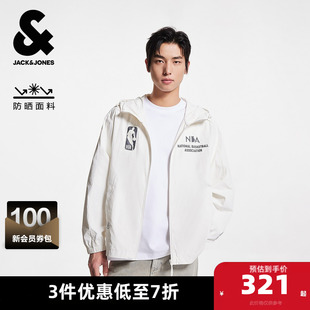杰克琼斯NBA联名男装 防晒夹克胸前字母胶印舒适百搭外套男 夏季