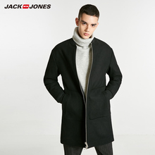 JackJones杰克琼斯outlets春清仓加厚纯色中长款羊毛呢子大衣男