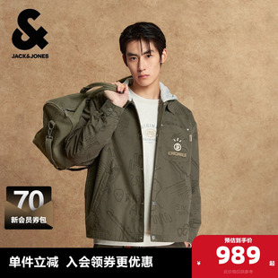 棉衣百搭外套通勤满印上衣 男装 杰克琼斯奥特莱斯2025年冬季 新款