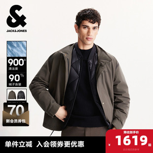 杰克琼斯男装春季羽绒服外套可拆卸内胆字母印胶立领领型休闲宽松