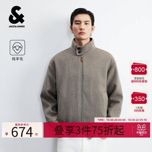 【纯羊毛】杰克琼斯冬季男装新款毛呢大衣保暖美式复古美拉德外套