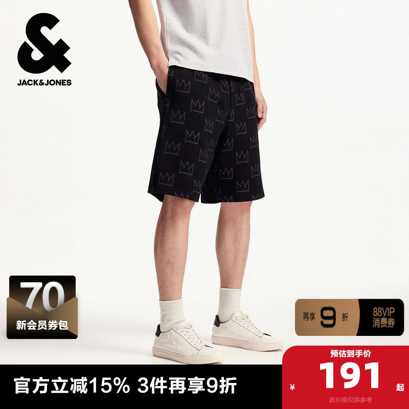 杰克琼斯奥特莱斯男装夏季新款BSQ联名满印LOGO舒适纯棉短裤子,男装,休闲裤,淘宝优惠券,粉丝福利购,淘宝优惠卷