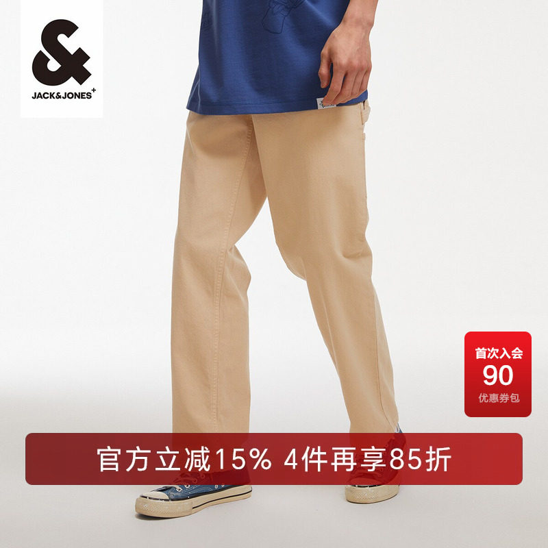 杰克琼斯outlets春秋复古日系质感简约衣服口袋装饰休闲裤子男装
