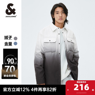 杰克琼斯outlets男冬外套简约基础渐变字母羽绒服夹克外套男装