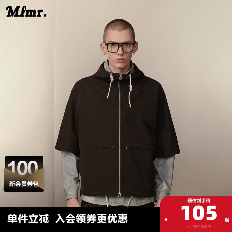 MLMR奥特莱斯春夏款巴恩风简约百搭抽绳连帽半袖夹克外套男女同款
