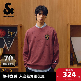满印圆领宽松休闲上衣 新款 杰克琼斯奥特莱斯NBA联名男装 卫衣秋季