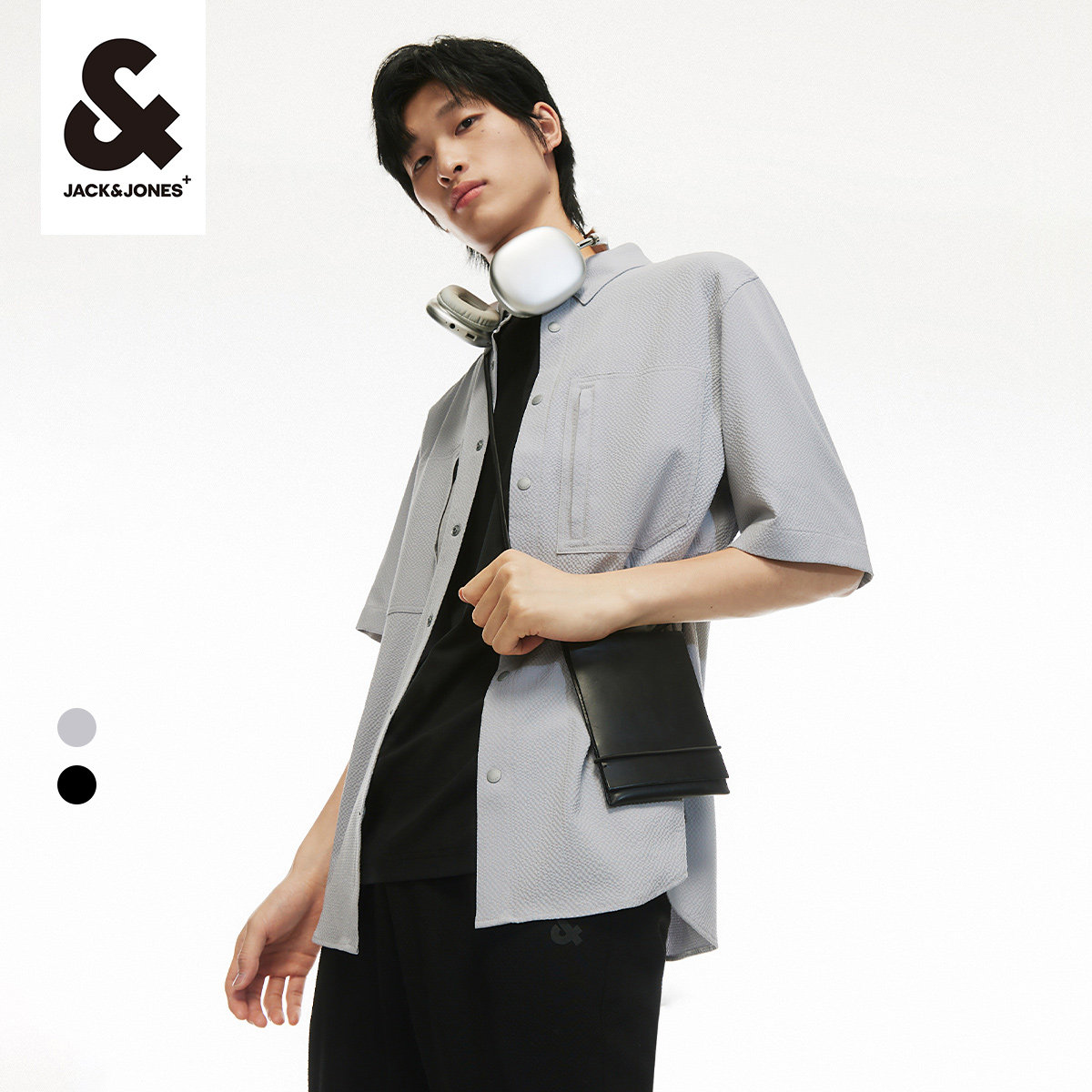 杰克琼斯outlets夏季时尚衣服舒适商务休闲通勤短袖衬衫外套男