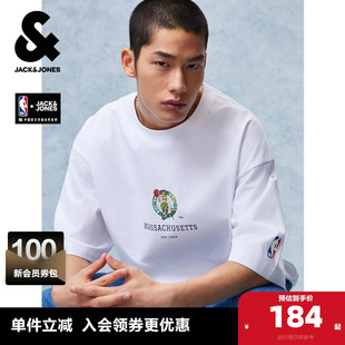 【NBA联名湖人队】杰克琼斯男装夏季新款重磅纯棉舒适宽松短袖T恤