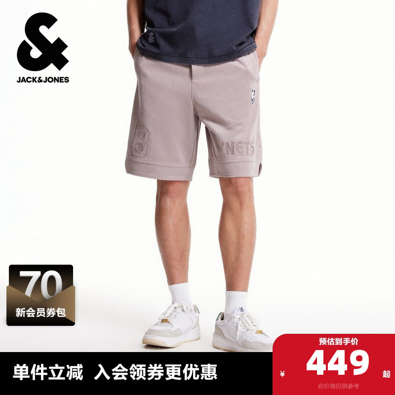 杰克琼斯奥特莱斯NBA联名男装秋季短裤潮酷出街字母刺绣裤子男