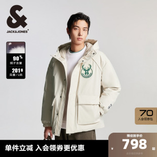 杰克琼斯outletsNBA联名雄鹿队冬季 休闲连帽立领羽绒服外套男装