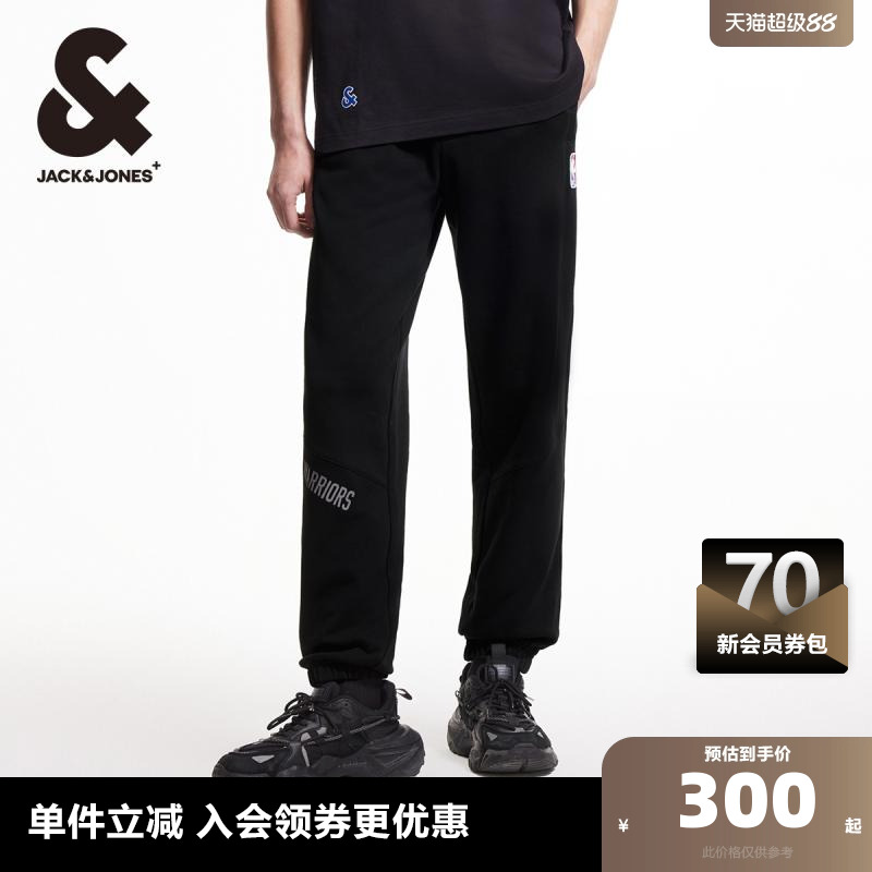 杰克琼斯outlets春季NBA联名勇士队运动纯棉束脚休闲裤卫裤子男装