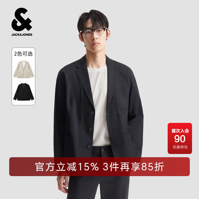 杰克琼斯男装高级感西服多口袋长袖上衣