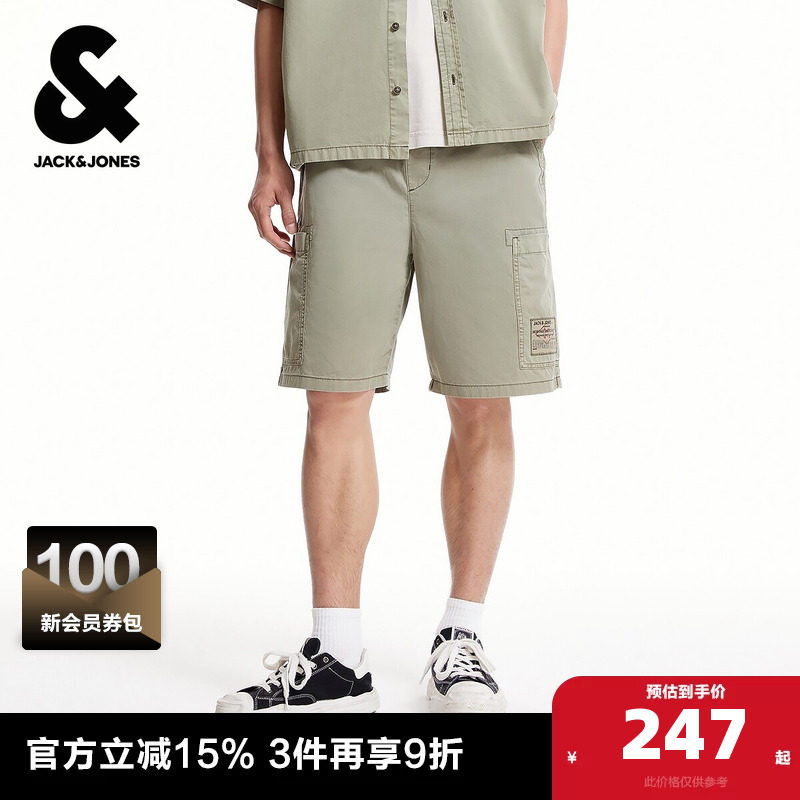 杰克琼斯奥特莱斯夏季男装牛仔短裤舒适潮时尚简约风高街纯棉裤子