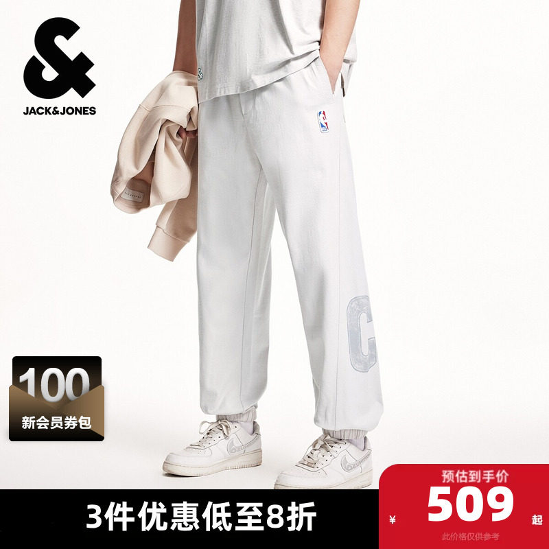 杰克琼斯春秋季新款NBA联名男装卫裤子凯尔特人队纯棉宽松束脚裤