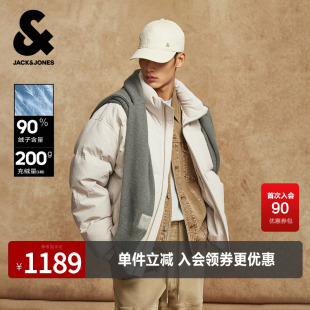 杰克琼斯奥莱男装春季冬季羽绒服外套上衣拉链装饰时尚宽松半高领