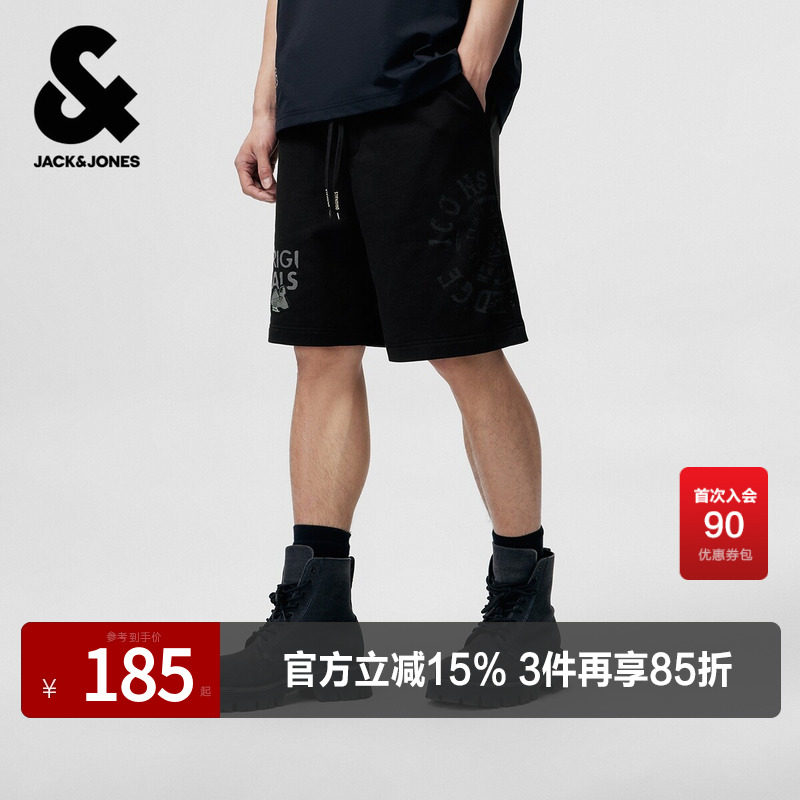 杰克琼斯奥莱夏季高级感短裤子宽松抽绳精致字母印花口袋舒适亲肤