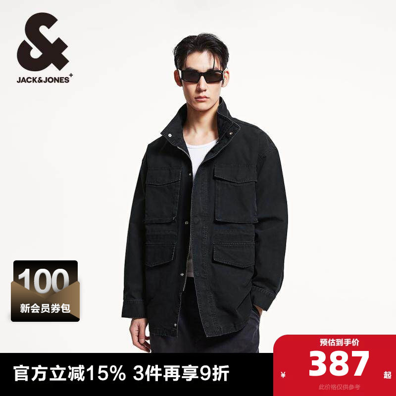 杰克琼斯男装夹克 外套春季百搭简约流行宽松立领工装上衣男装