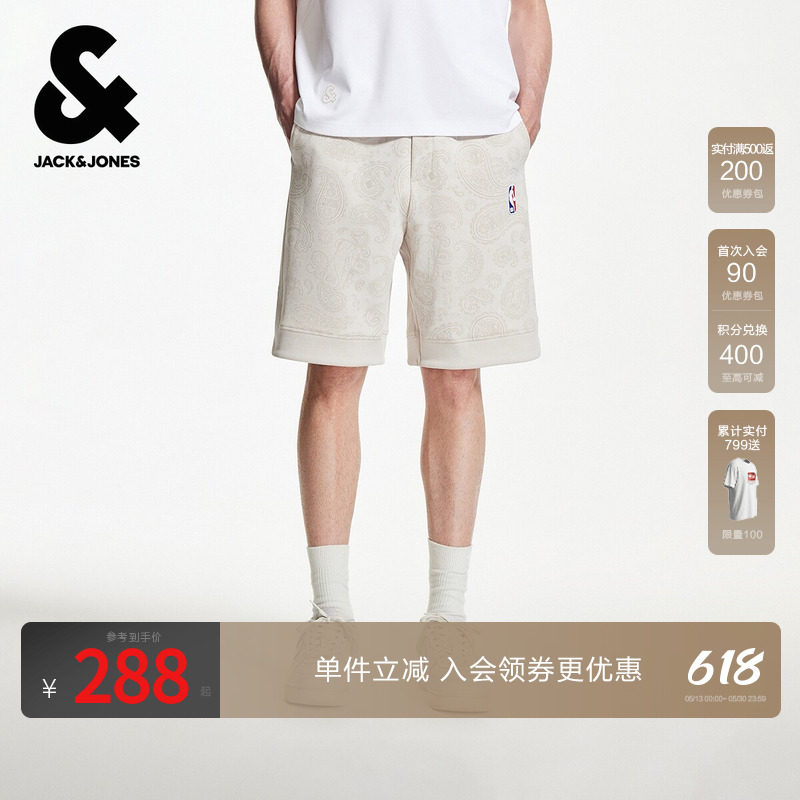 杰克琼斯男装夏季新款NBA联名短裤运动风百搭潮流舒适宽松裤子
