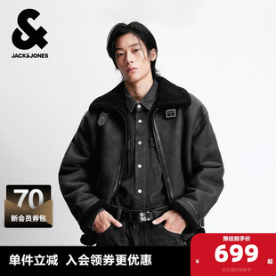 棉服百搭保暖日常通勤经典 新款 翻领毛领上衣外套 冬季 杰克琼斯男装