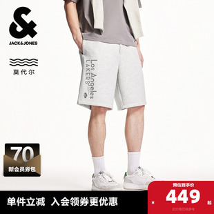 杰克琼斯男装NBA联名款秋季新款湖人队植绒字母图案休闲短裤子
