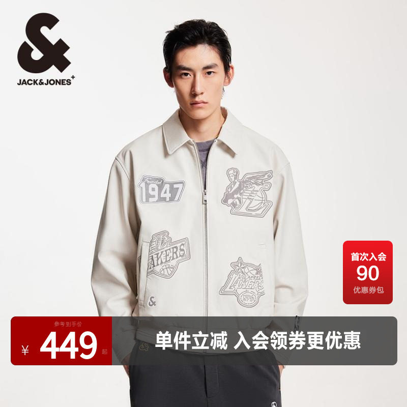 杰克琼斯常规衣身刺绣翻领夹克
