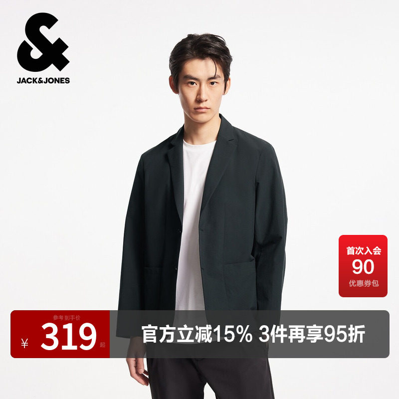 杰克琼斯奥特莱斯春秋潮时尚商务休闲平驳领纯色西装外套上衣男装