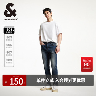 杰克琼斯春秋季LOGO皮标弹力时尚潮流修身舒适百搭牛仔裤男装