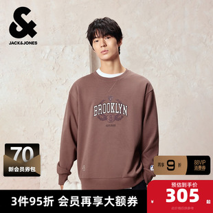 杰克琼斯奥特莱斯男装秋季卫衣NBA联名字母胶印刺绣长袖上衣