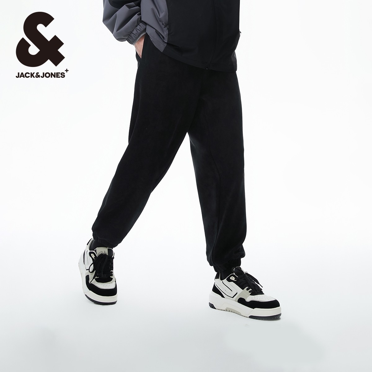 杰克琼斯男装裤子春季男舒适抽绳松紧腰头宽松束脚裤休闲卫裤