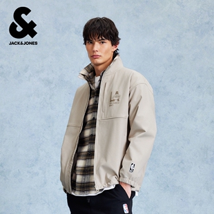 杰克琼斯春季男装外套棉服棉衣时尚百搭潮流宽松立领洛杉矶湖人队