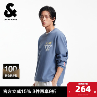 杰克琼斯男生NBA联名春秋季 运动百搭上衣 圆领卫衣2025年新款