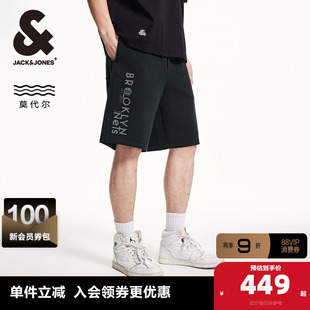 杰克琼斯NBA联名夏季新款布鲁克林篮网队植绒字母休闲短裤子男装