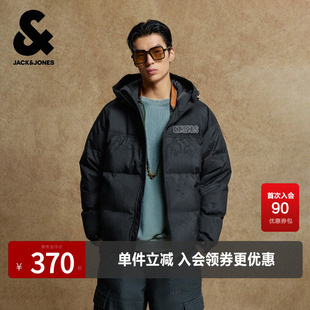 杰克琼斯男装士冬季羽绒服2025年新款刺绣抽绳连帽廓形保暖外套
