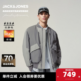 杰克琼斯×AIZAWA设计师联名男装 宽松棒球领领保暖外套 棉服冬新款