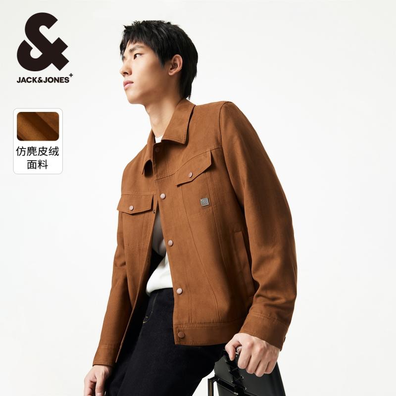 杰克琼斯翻领春季宽松上衣麂皮