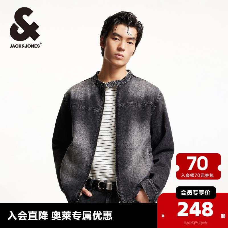牛仔夹克衣身水洗杰克琼斯立领