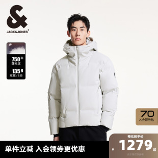 杰克琼斯outlets冬季 基础常规后身胶印抽绳连帽立领羽绒服男装