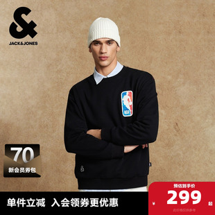 杰克琼斯男装 上衣 NBA联名圆领卫衣宽松日常休闲百搭运动风长袖