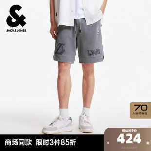 运动百搭裤 杰克琼斯NBA联名秋季 湖人队字母刺绣潮时尚 短裤 子 男装