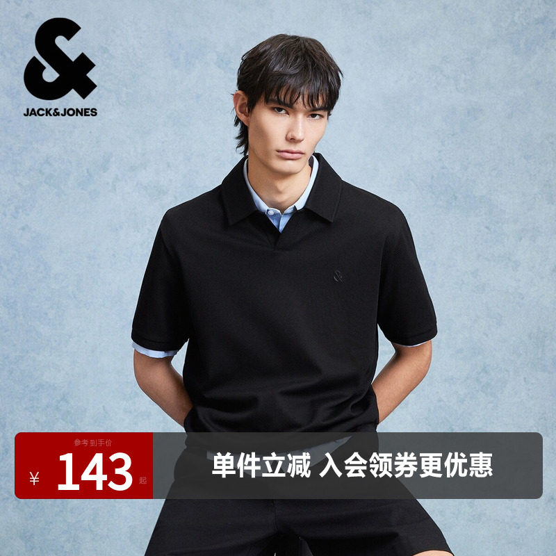 杰克琼斯夏季时尚百搭潮流男装POLO衬衫短袖上衣宽松低调舒适