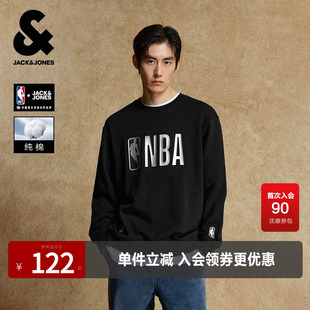 杰克琼斯奥特莱斯NBA联名春秋男装卫衣印花宽松休闲圆领长袖上衣
