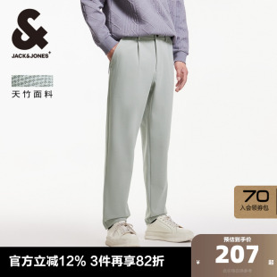 男装 杰克琼斯outlets春季 男裤 长裤 商务垂感LOGO刺绣直筒休闲裤
