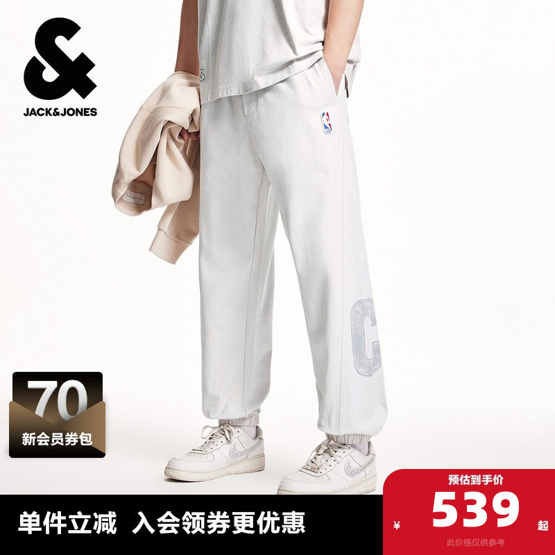 杰克琼斯秋季新款NBA联名男装卫裤子凯尔特人队纯棉宽松束脚裤